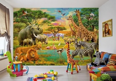 Safari Fototapete Wandbild Kinderzimmer Innenraum Wanddeko 260x384cm