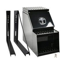 25"x28"x15" Aluminum Truck Side Mount Saddle Step Tool Box &24" Mounting Bracket