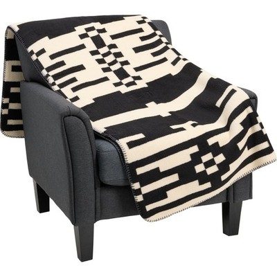 NWT Pendleton BLACK/IVORY Sierra GEOMETRIC Berber Fleece Throw Blanket 50'' x 70''