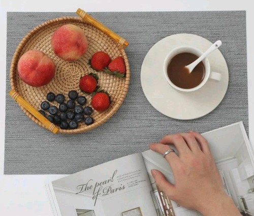 Set Of 4 Silver Grey Placemats Rectangular Placemat Set 12" x 18" - Picture 5 of 7