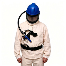 Air-Fed Sandblast Helmet with Canvas Jacket Thermostat Temperature Blasting Suit