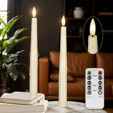 Ivory Flameless Taper Candles with Remote and Timer, 9.68" Battery Operated Cand