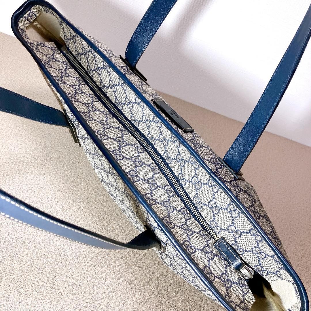 GUCCI GG Tote Hand Bag Ziplock Leather PVC Beige Black Silver Hardware Japan thumbnail 9