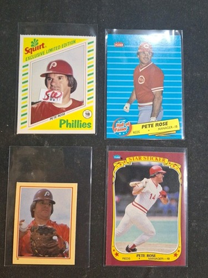 #ad Pete Rose Oddball Baseball Card Lot Of 4 Different. Squirt Card $5.00