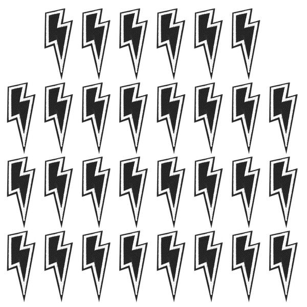 30 StüCk AufbüGler-Patches Mit Blitz Zum AufnäHen Und AufbüGeln,66X30Mm,Schwarz-image
