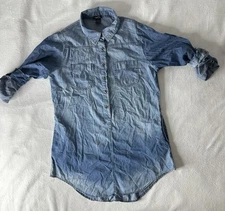 RUE 21 Womens Jean Shirt Dress Chambray Tunic BLOUSE TOP Large