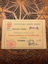 Bescheinigung 1964 Breitenausbildung Bev&ouml;lkerung DRK Rotes Kreuz Dresden 7x10