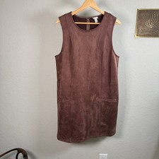 A New Day Womens Faux Suede Sleeveless Shift Dress Brown Size 16 NWT