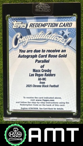 Maxx Crosby 2025 Topps Chrome Black /15 Auto Rose Gold Refractor Raiders