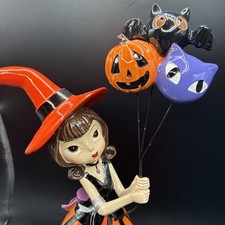 NWT Viral Bella Lux Halloween Witch Girl Figure Holding Balloons Decor 15  