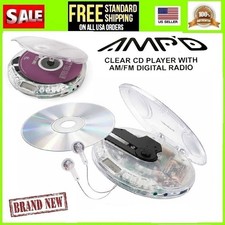 Ampd Clear Portable Walkman CD Player+ earbud...