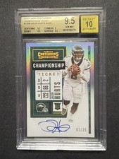 2020 CONTENDERS JALEN HURTS CHAMPIONSHIP TICKET JERSEY #/d 1/1 2/25 BGS 9.5 AUTO