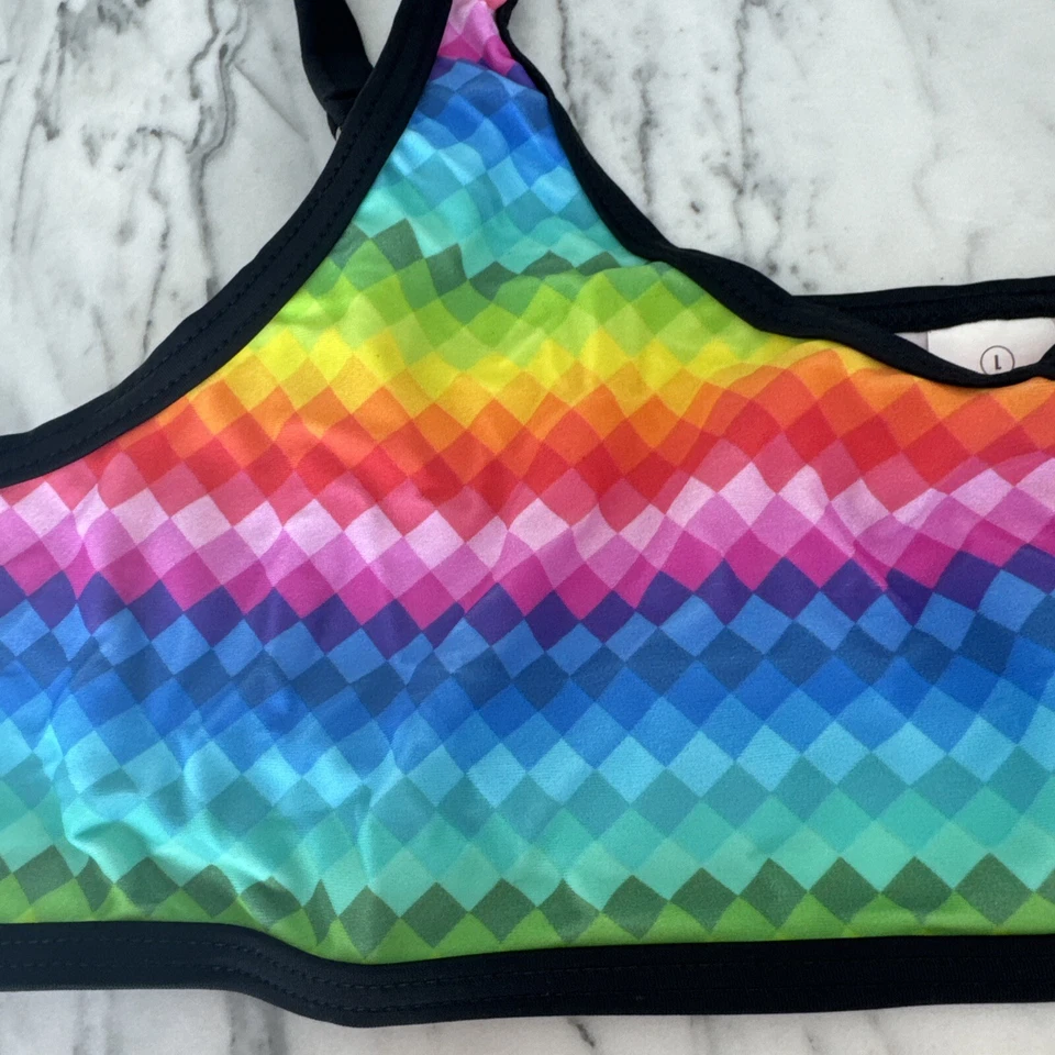 Wicked Weasel Geometric Rainbow Halter Top Bikini Top Old Xl New  L - Image 3 of 4
