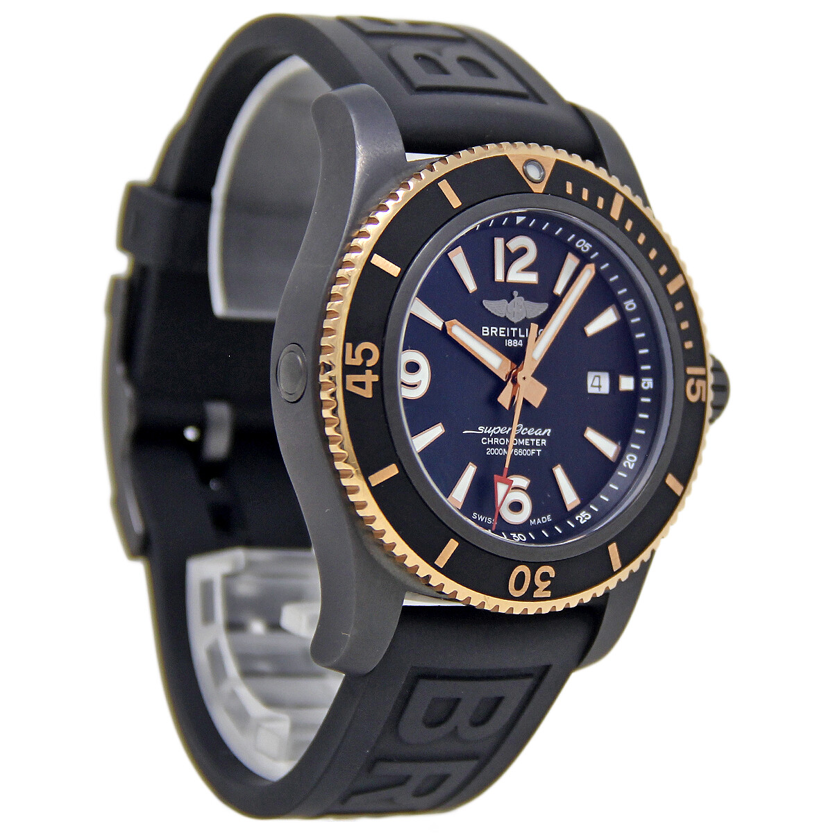 NEW Breitling Superocean II Black Steel Rose Gold U17368 FACTORY