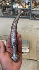 Vintage Collectible Old Handcrafted Beautiful Carving Iron Dagger Knife Katar