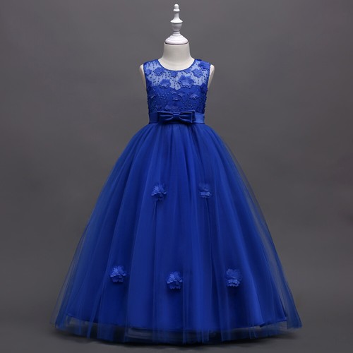 Kids Flower Girls Princess Bridesmaid Party Dress Tulle Wedding Brithday Gown - Picture 12 of 29