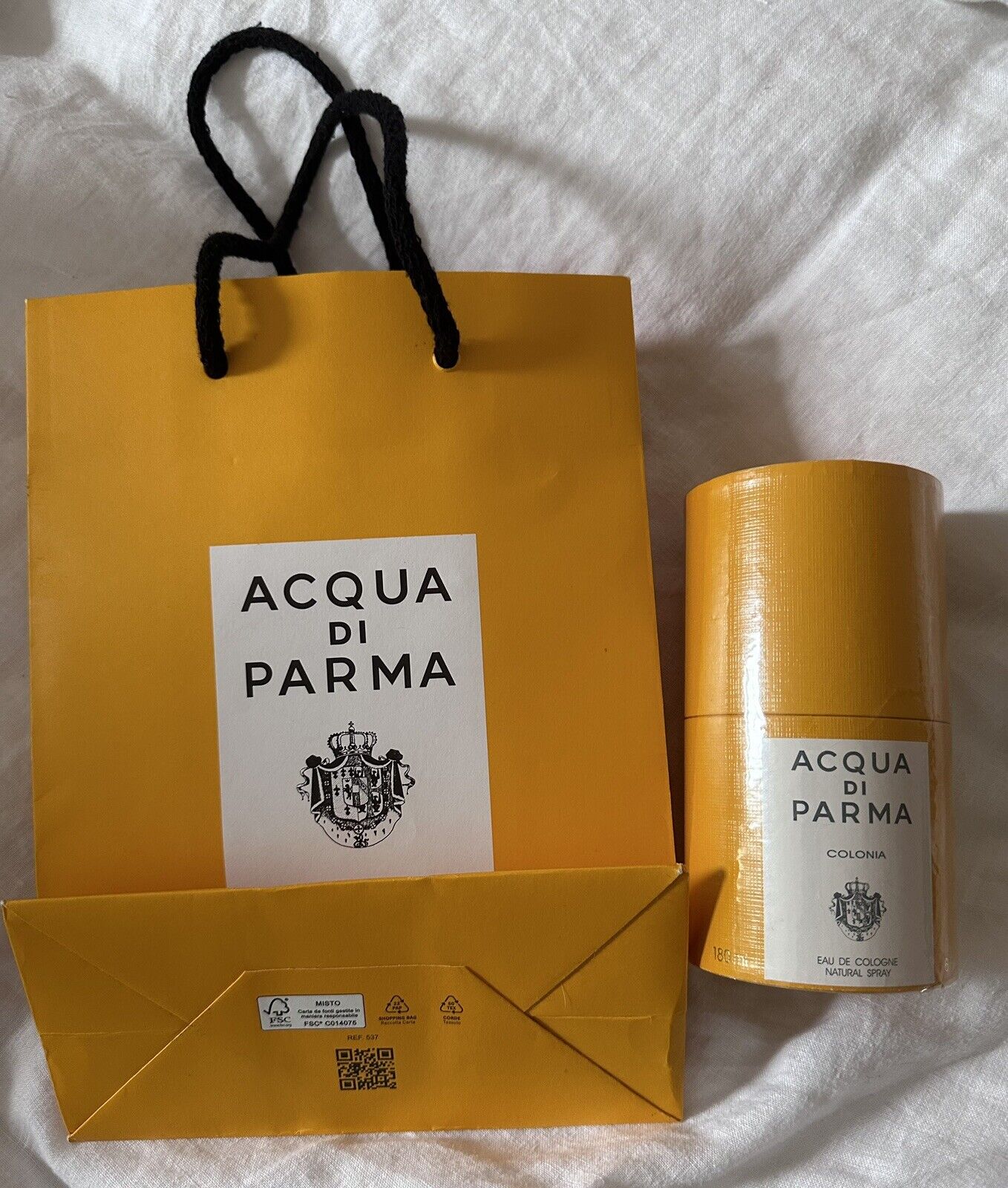 EMPTY Acqua Di Parma Cylindrical Box Yellow Hard & Bag Keepsake - No Bottle