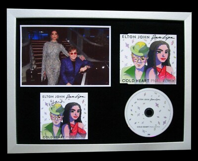 ELTON JOHN + SIGNIERT + GERAHMT + KALTES HERZ = 100 % ECHT + PROOF + SCHNELLER GLOBALER VERSAND + DUA LIPA