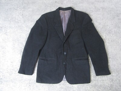 Tom Tailor Blazer Mens 42 Wool Black Sport Coat Jacket Long Sleeve Business Top*