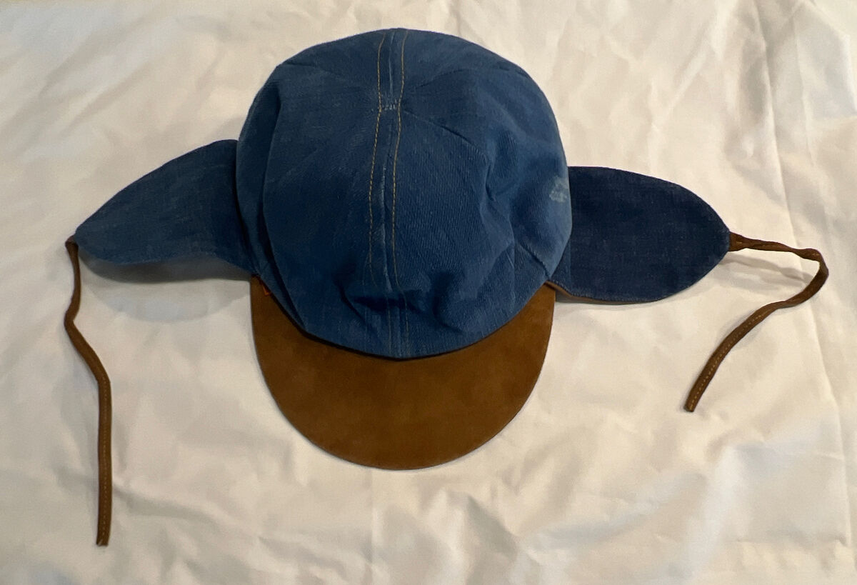 RARE! Vintage Levi Denim Leather Hat Ear Flap Cap Strap RARE! Vintage Levi Denim Leather Hat Ear Flap Cap Strap