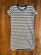Madewell Women's black white stripes short sleeve T Shirt dress Size XS