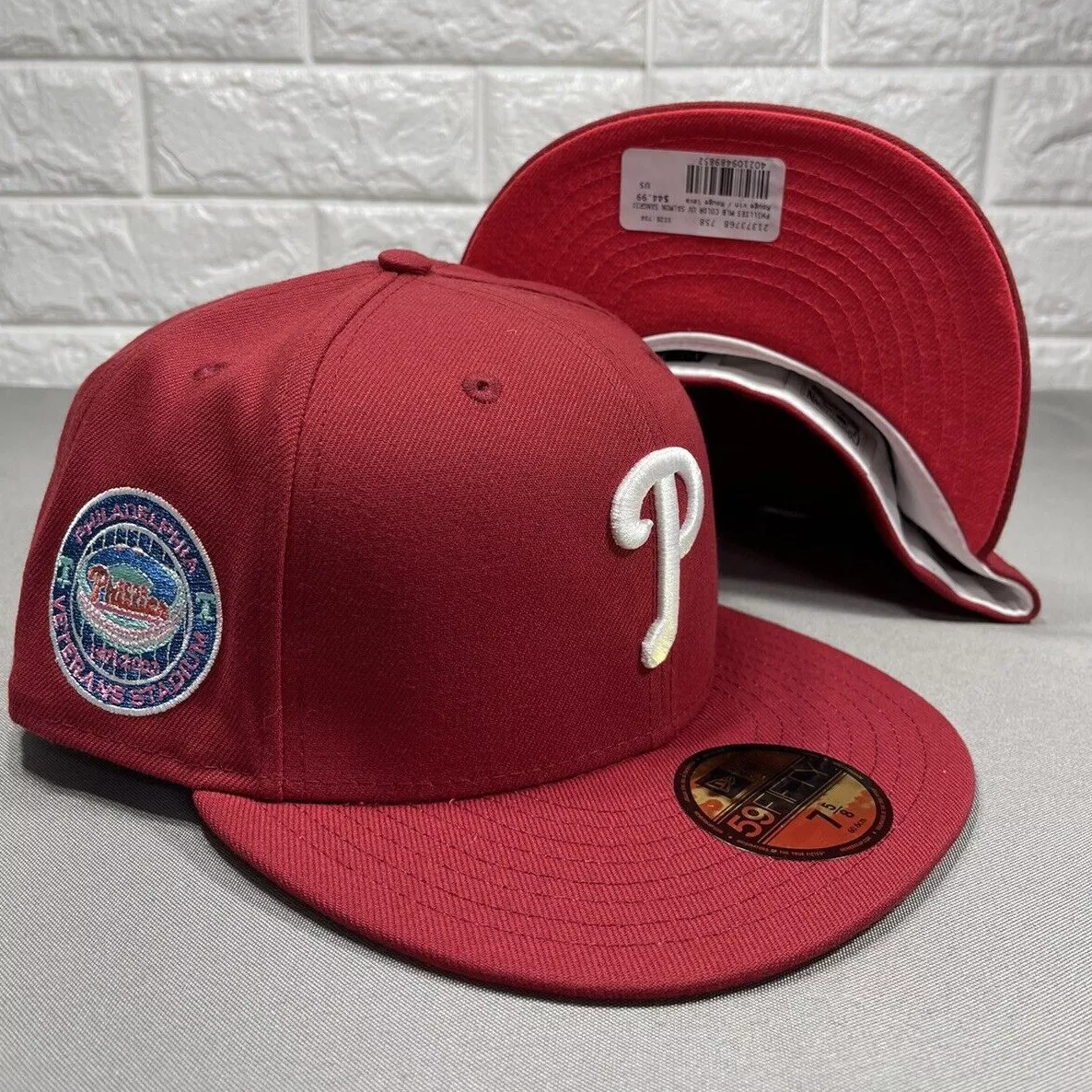 PHILADELPHIA PHILLIES HAT 7 1/2 FITTED Veterans Stadium Patch RARE club  59Fifty