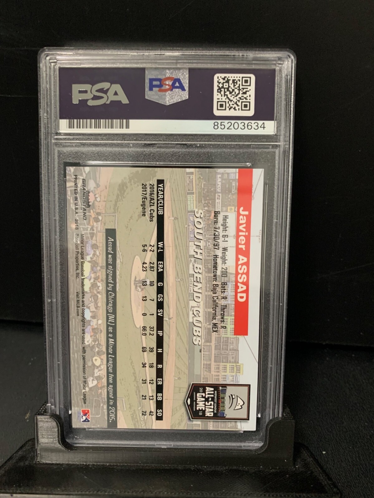 Javier Assad autograph signed 2019 MWL All Star baseball card PSA SLAB ...