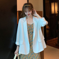 Women's Loose Mid-length Double-breasted Thin Casual Fashion Long-sleeved Blazer