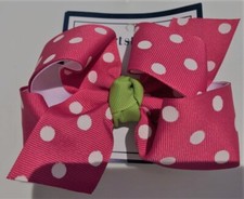 New Pink Boutique Hartstrings Polka Dot Hair Bow PonyO Ponytail Holder NIP NWT