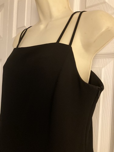 Jones New York Dress sz 12 Little Black side zip spaghetti straps open bk lined - Picture 3 of 10