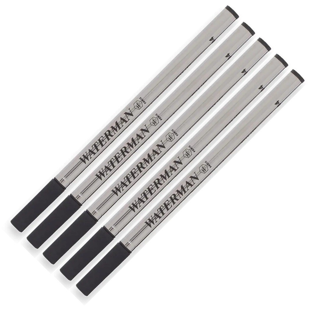 Genuine Waterman Rollerball Pen Refills, Pack, Black Fine, Bulk