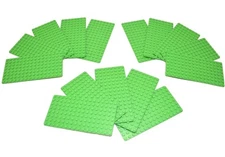 Genuine LEGO Base Plate 8x16 MiniFigure - LOT of 15 - BRIGHT GREEN Thin - NEW