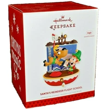 Hallmark Keepsake Christmas Ornament Santa Reindeer Flight School Sound Motion 