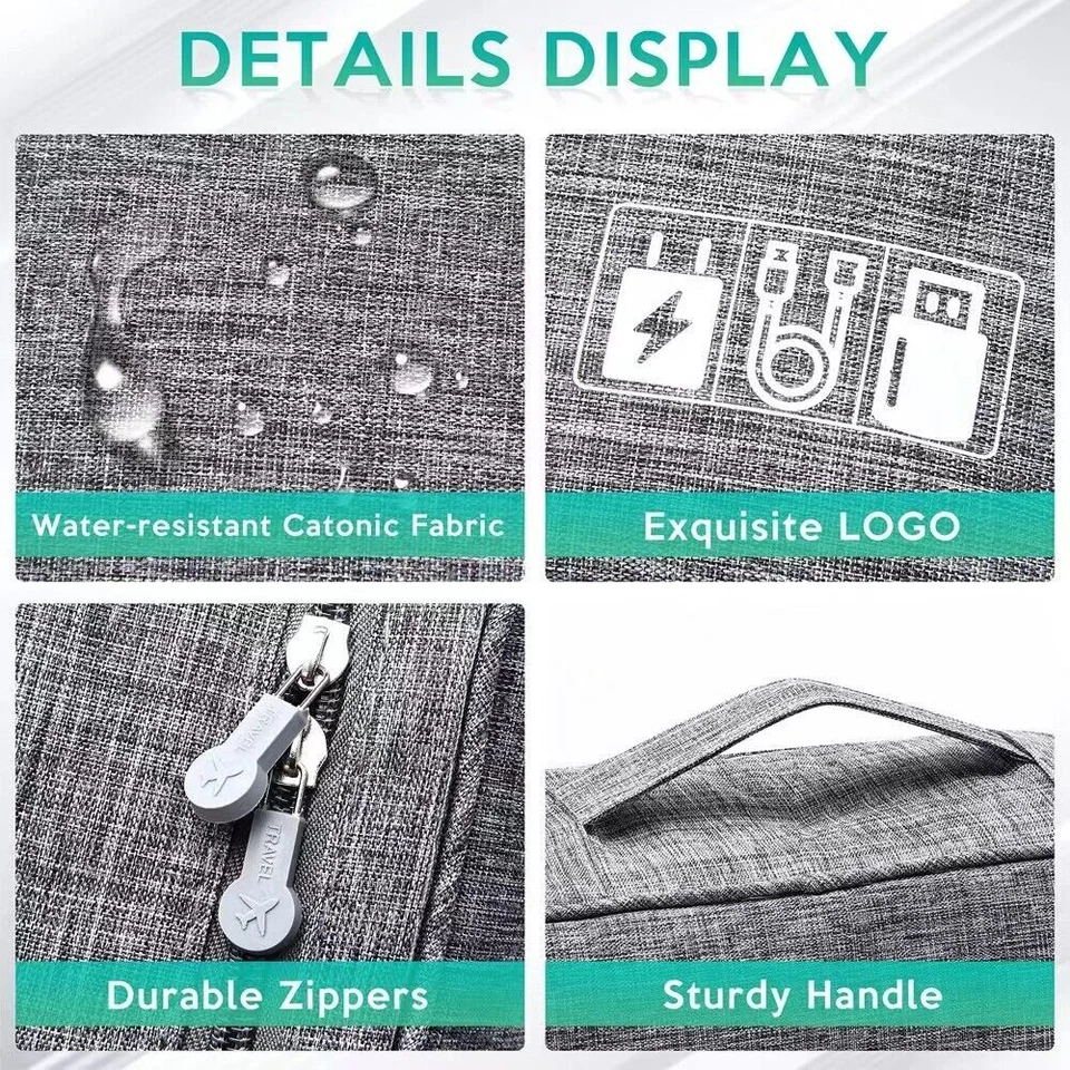 Travel Cable Bag Organizer Charger Storage Electronics USB Case Train Desk Pouch - Image 4 of 4