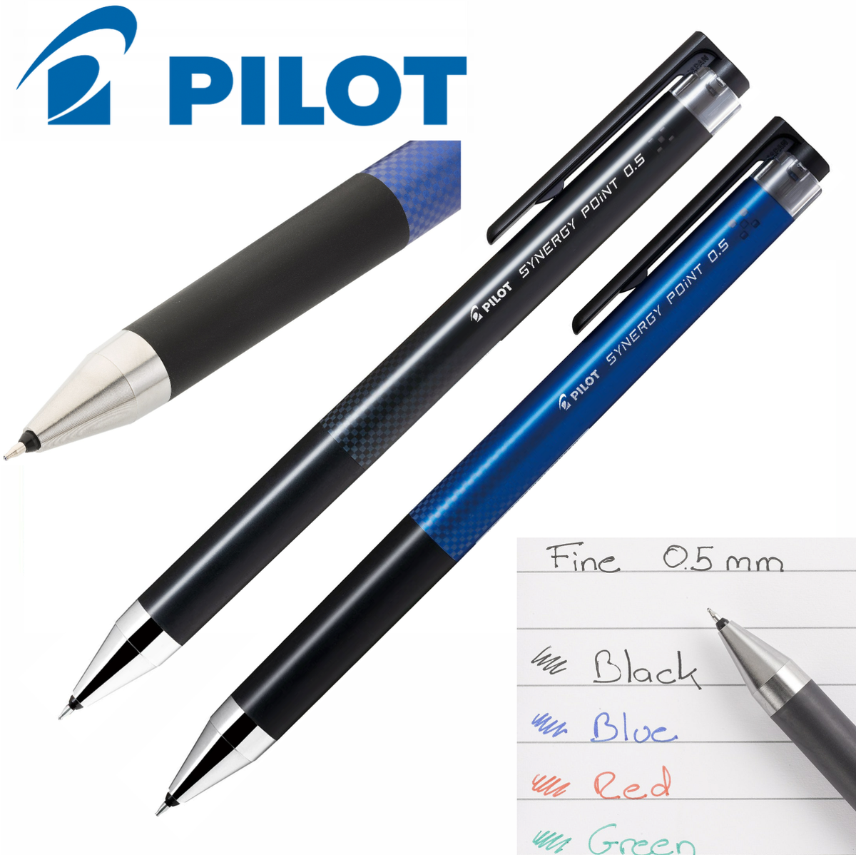 Pilot Synergy Point Gel Ink Retractable Rollerball Pen Fine Tip Black Blue