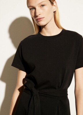 ヴィンス Vince Short Sleeve Drop Shoulder Crew Neck レディース シャツ トップス Black ヴィンス レディース シャツ トップス Short Sleeve Drop