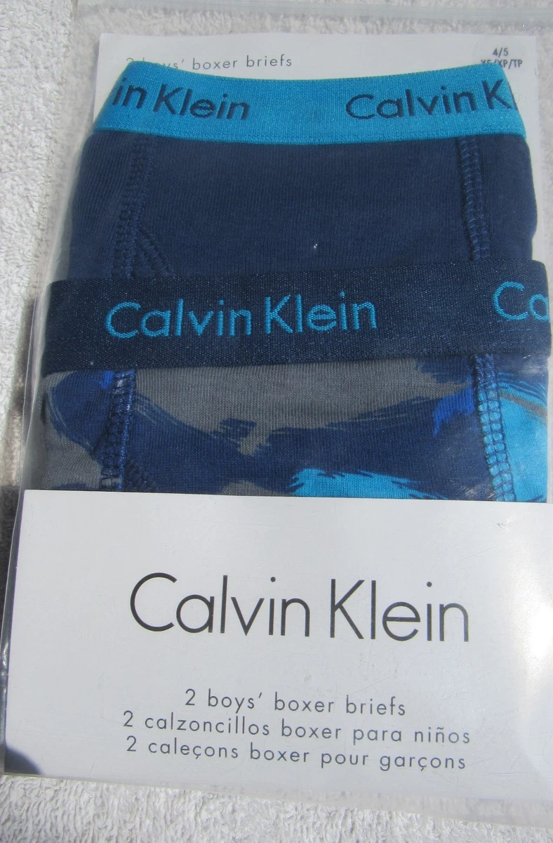 NWT CALVIN KLEIN Boys Extra SMALL 4-5 Cotton 2 pc BOXER BRIEF UNDERWEAR