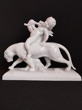 Light Porcelain Figurine - Young Bacchus on a Panther, 33 x 27 