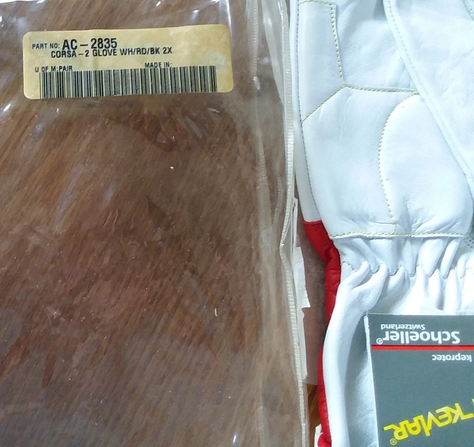 Guantes de moto AGV Corsa Kevlar de cuero reforzado blanco rojo negro talla 2 XL Foto 3 de 3