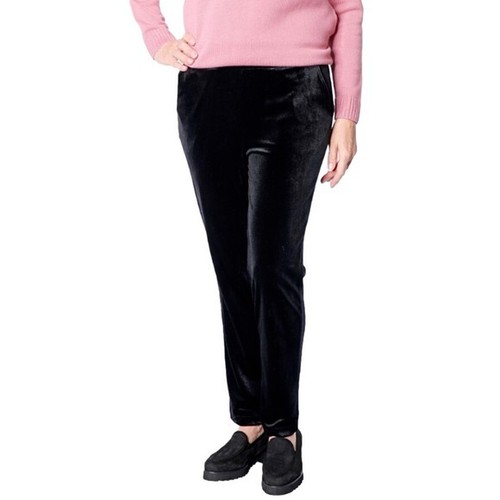Neu Joan Rivers schwarze schmale Stretch-Hose zum Überziehen Velours Größe XL Bin 4J