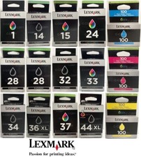 Genuine Lexmark 1 14 15 24 28 32 33 34 36XL 37 44XL 100 Ink Cartridges NEW