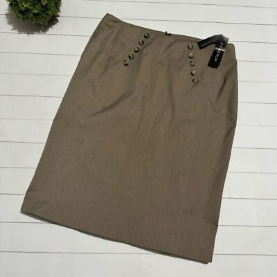 BCX NWT Brown Tan Pin Stripe Pencil Skirt Women s Size Medium