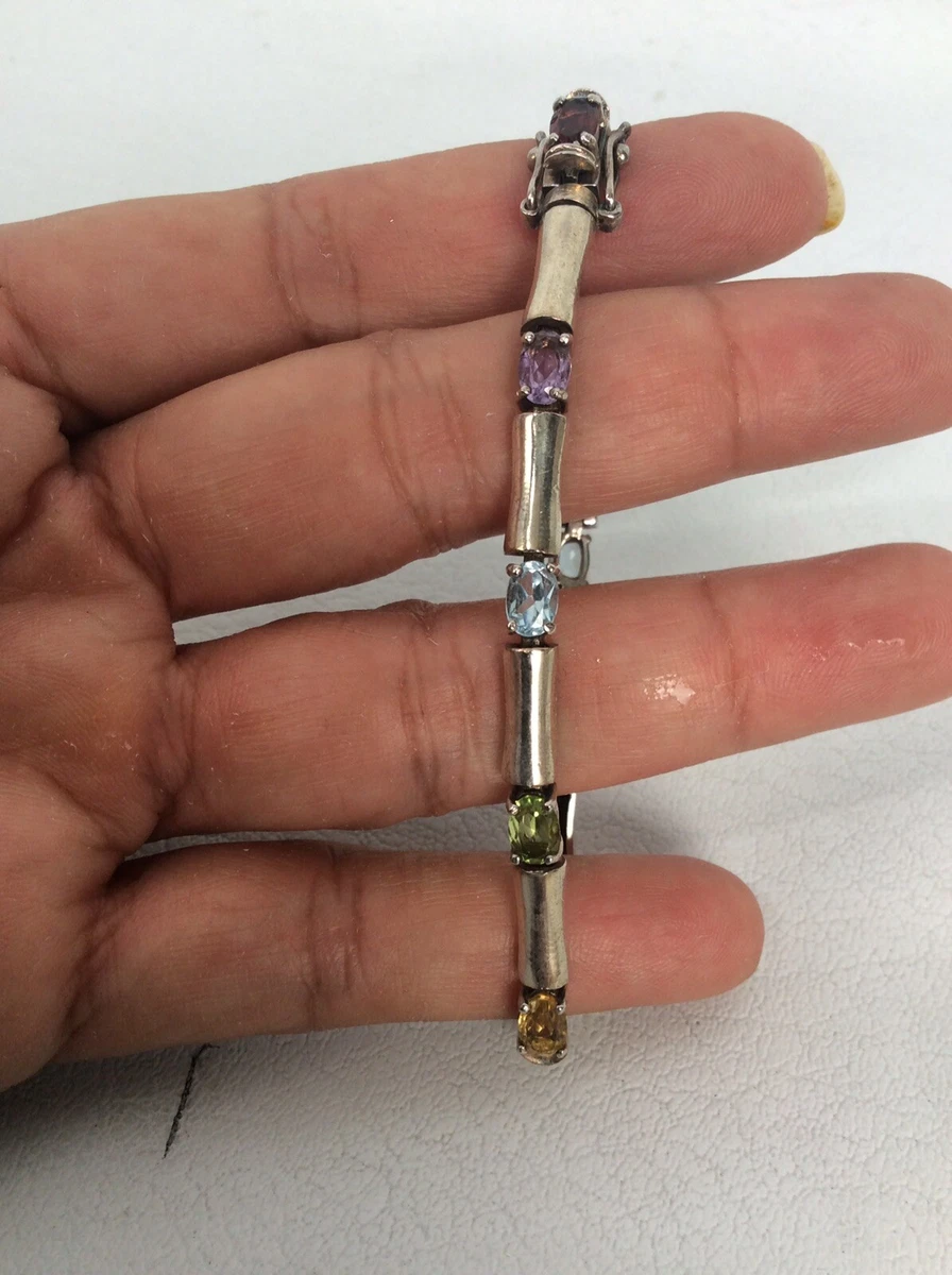 Beautiful OTC sterling Silver 925 Multi Gemstones Links bracelet