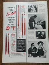 1954 Scripto Ad   Ball Retractable Pens Self Sharpening Pencil 