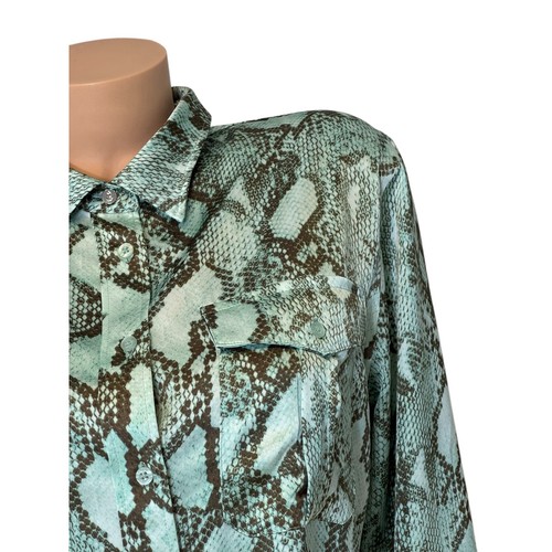 Ralph Lauren Womens Size LARGE Snakeskin Print Button Down Shirt Long Sleeve Top - Picture 2 of 9