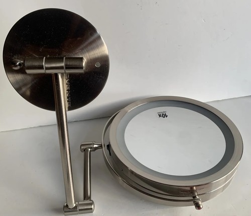Ovente Wall Mounted Makeup Mirror 8.5 Inch 10X Nickel Brushed MFW85BR1X10X - Picture 9 of 18
