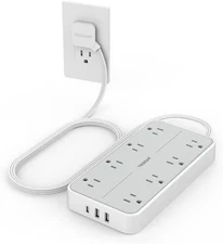 Power Strip Surge Protector with 8 Outlet USB C Ultra Thin Flat Plug