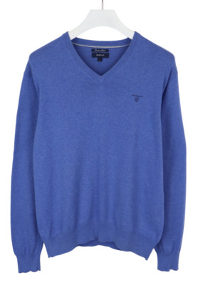 Gant Premium Cotton Pullover Herren Groß Pullover Logo Gestrickt Blau