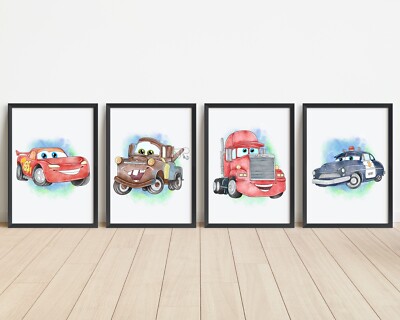 Cars Disney Cartoon Wandbilder Bild Poster Zuhause Kinder Kinderzimmer A4 4er Set