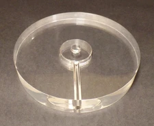 New 4" Diameter Clear Round Acrylic Lamp Base w/ Center Hole & Side Outlet